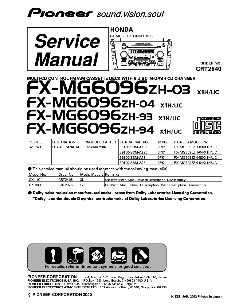 PIONEER FX-MG6096 service manual (1st page)