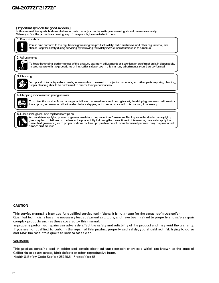 PIONEER GM-2077 GM-2177 service manual (2nd page)