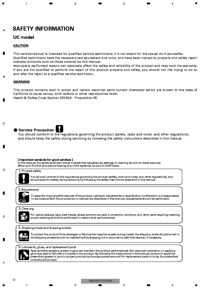 PIONEER GM-3000T service manual (2nd page)