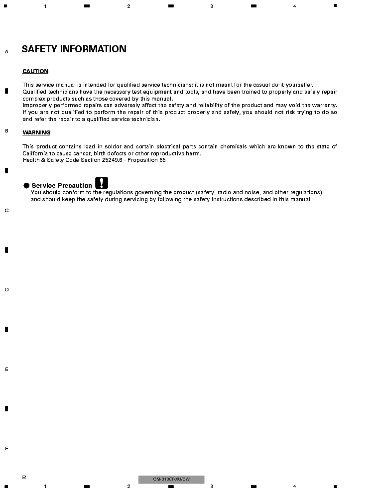 PIONEER GM-3100T SM service manual (2nd page)