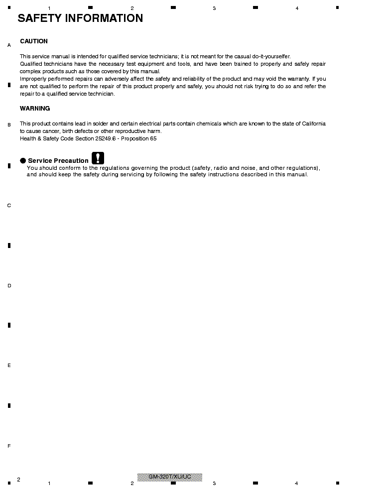 PIONEER GM-320T SM service manual (2nd page)