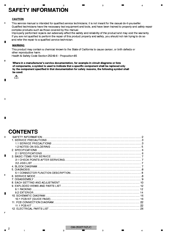 PIONEER GM-3500T CRT4708 CAR AUDIO AMPLIFIER service manual (2nd page)