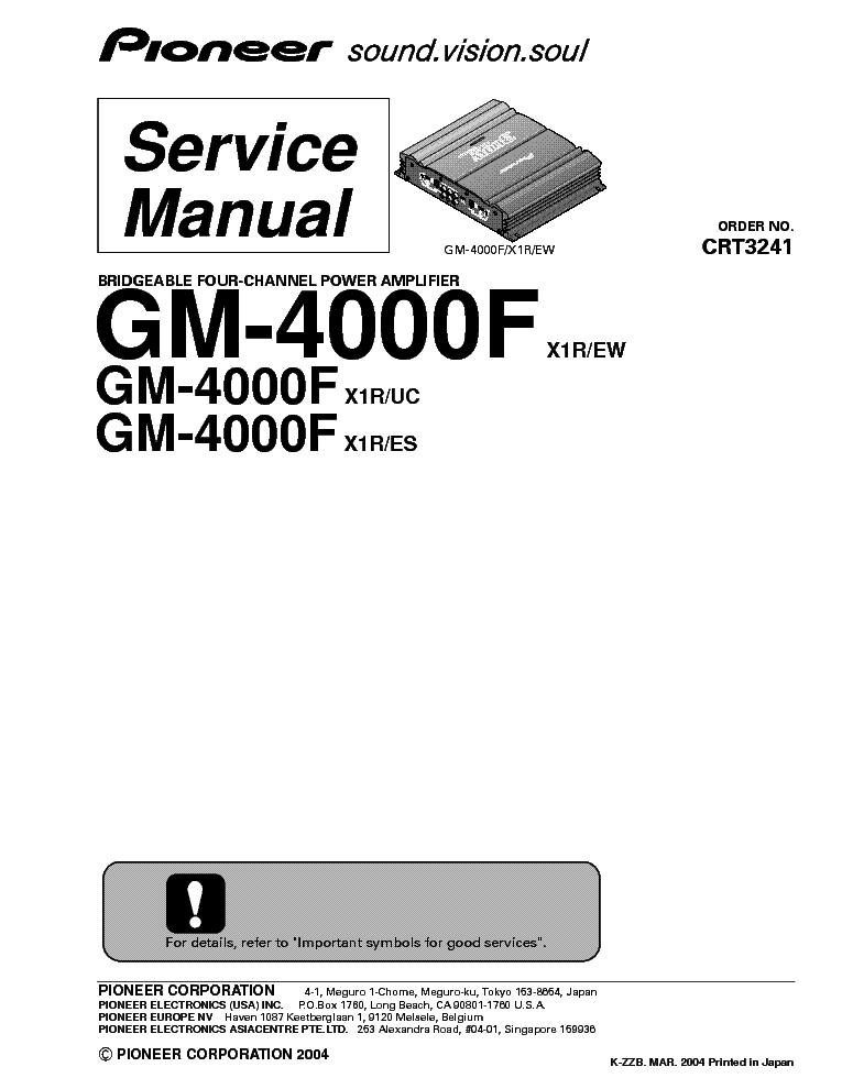 PIONEER GM-4000F SM service manual (1st page)
