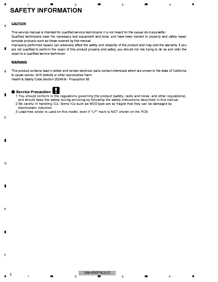 PIONEER GM-4300F service manual (2nd page)