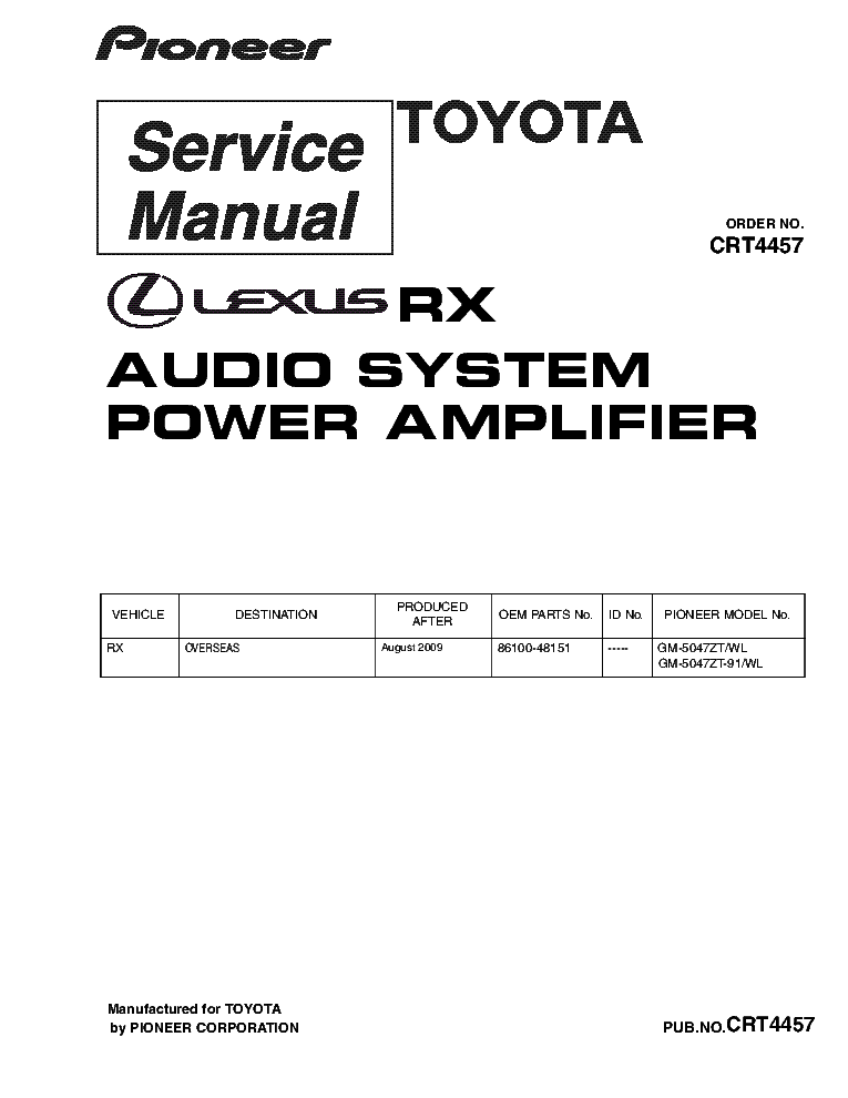 PIONEER GM-5047 CRT4457 SM service manual