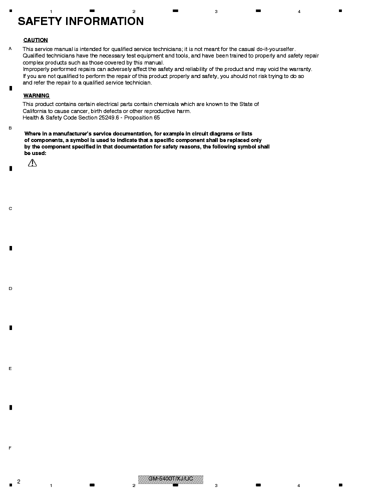 PIONEER GM-5400T SM service manual (2nd page)