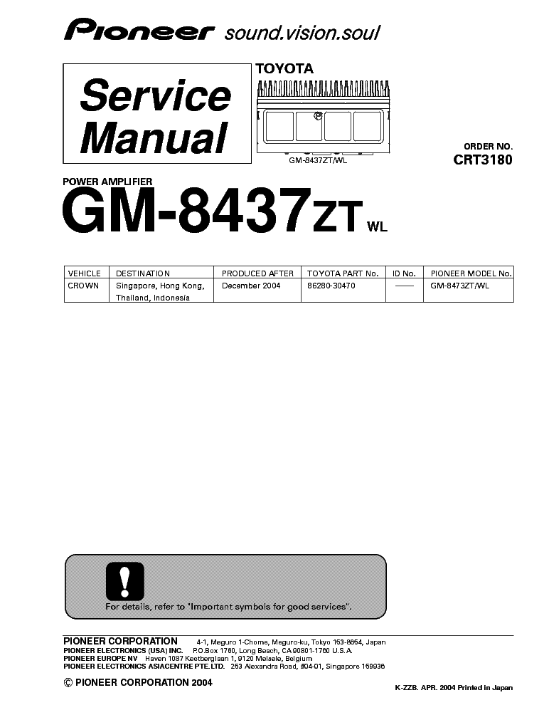 PIONEER GM-8437ZT SM service manual (1st page)