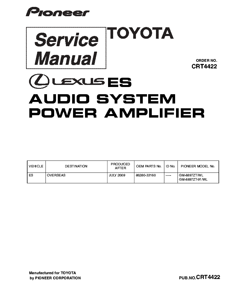 PIONEER GM-8897 SM CRT4422 service manual (1st page)