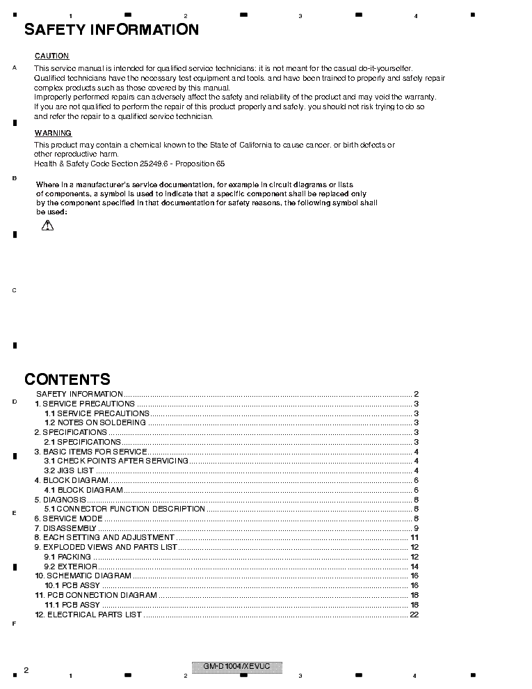 PIONEER GM-D1004 CRT5636 service manual (2nd page)