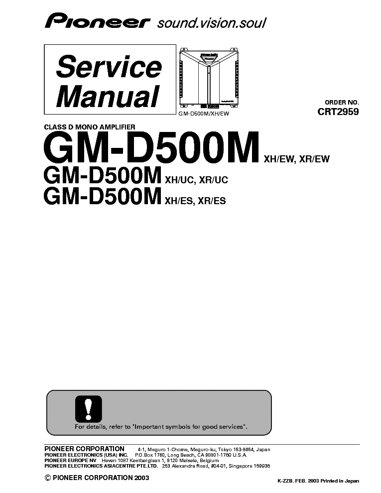 PIONEER GM-D500M SM service manual (1st page)