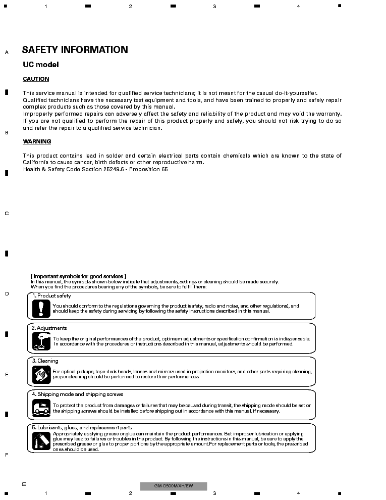 PIONEER GM-D500M SM service manual (2nd page)