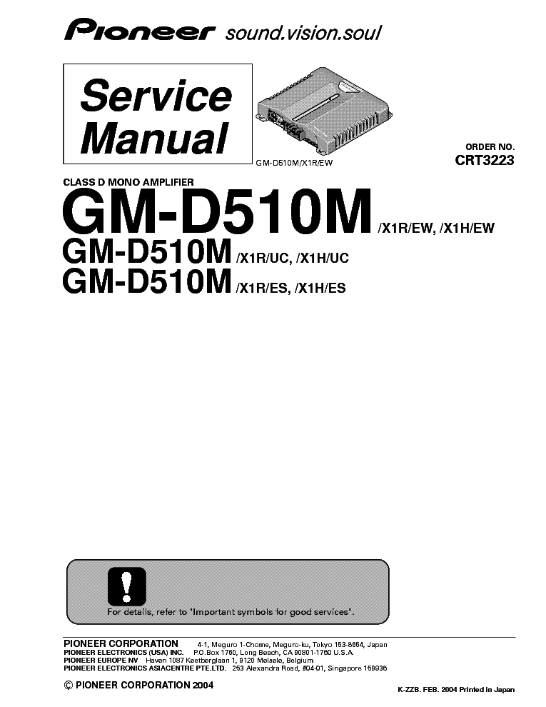 PIONEER GM-D510M SM service manual (1st page)