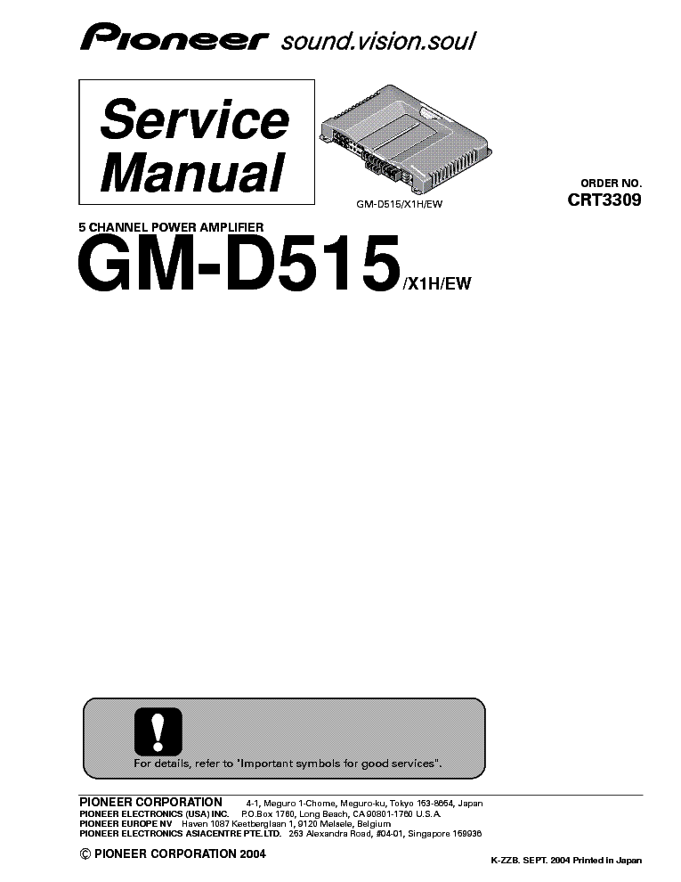 PIONEER GM-D515 SM service manual (1st page)
