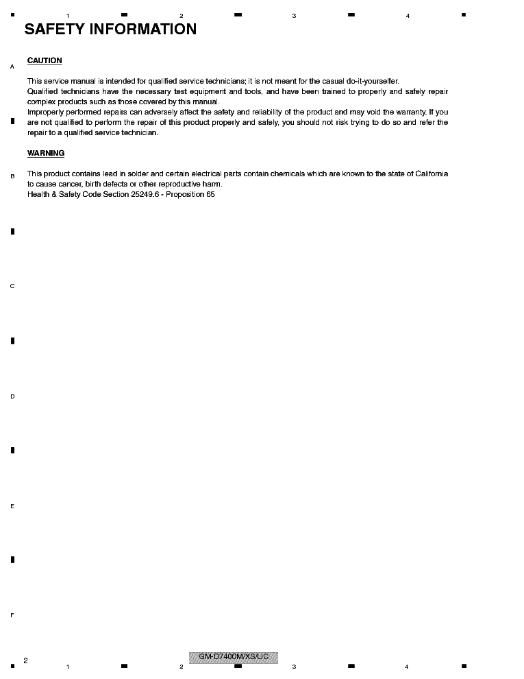 PIONEER GM-D7400M service manual (2nd page)