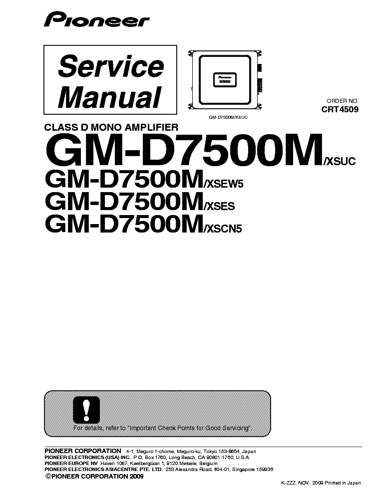 PIONEER GM-D7500M SM service manual (1st page)