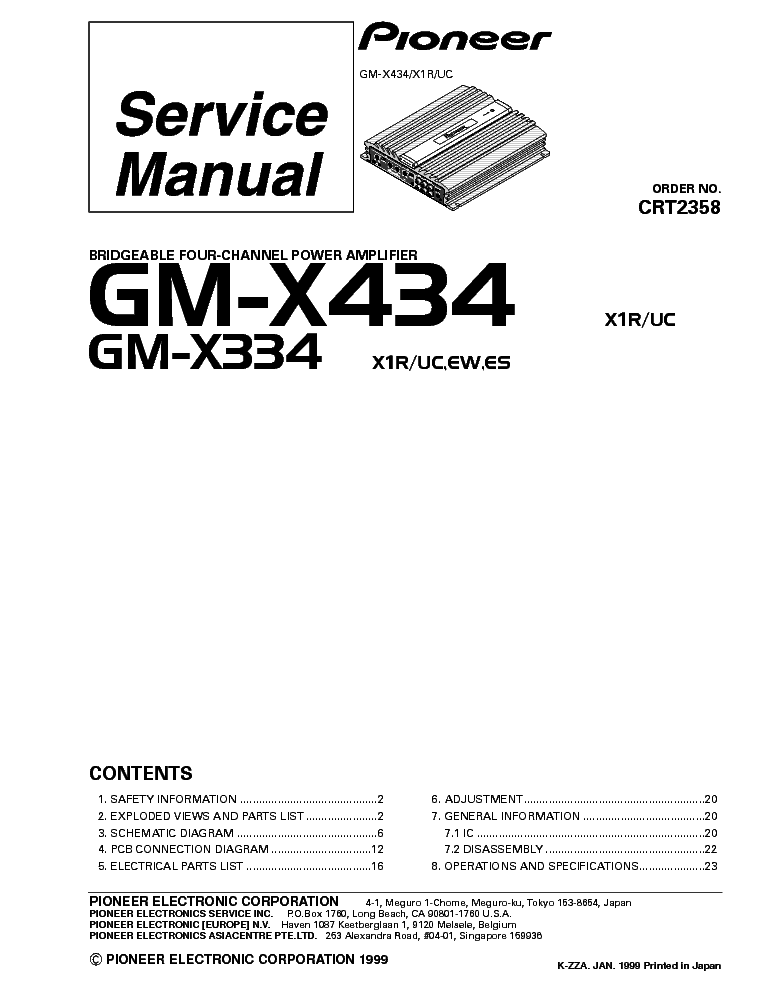 PIONEER GM-X334 X434 SM service manual (1st page)