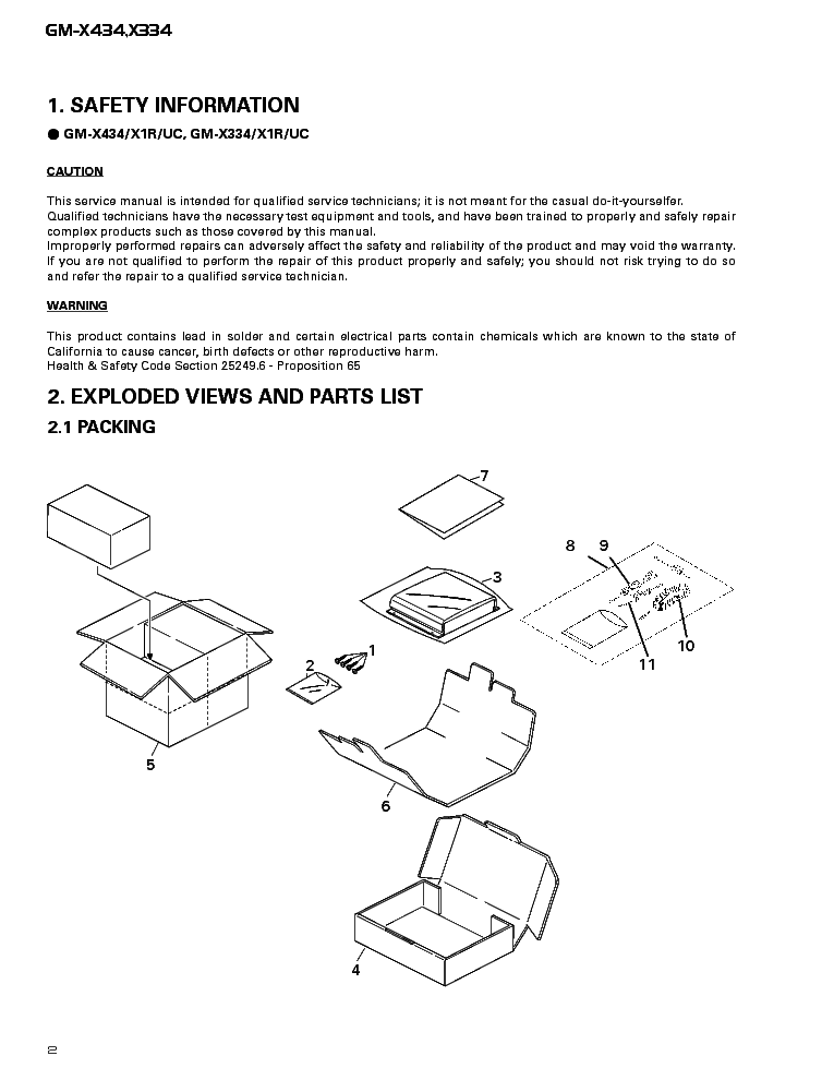 PIONEER GM-X334 X434 SM service manual (2nd page)