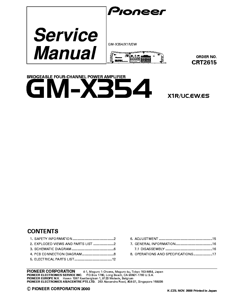 PIONEER GM-X354 SM service manual (1st page)