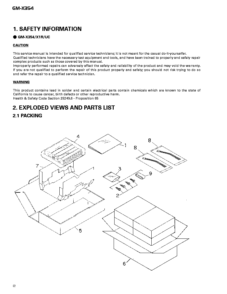 PIONEER GM-X354 SM service manual (2nd page)