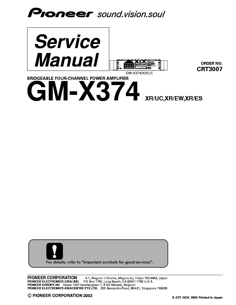 PIONEER GM-X374 SM service manual (1st page)