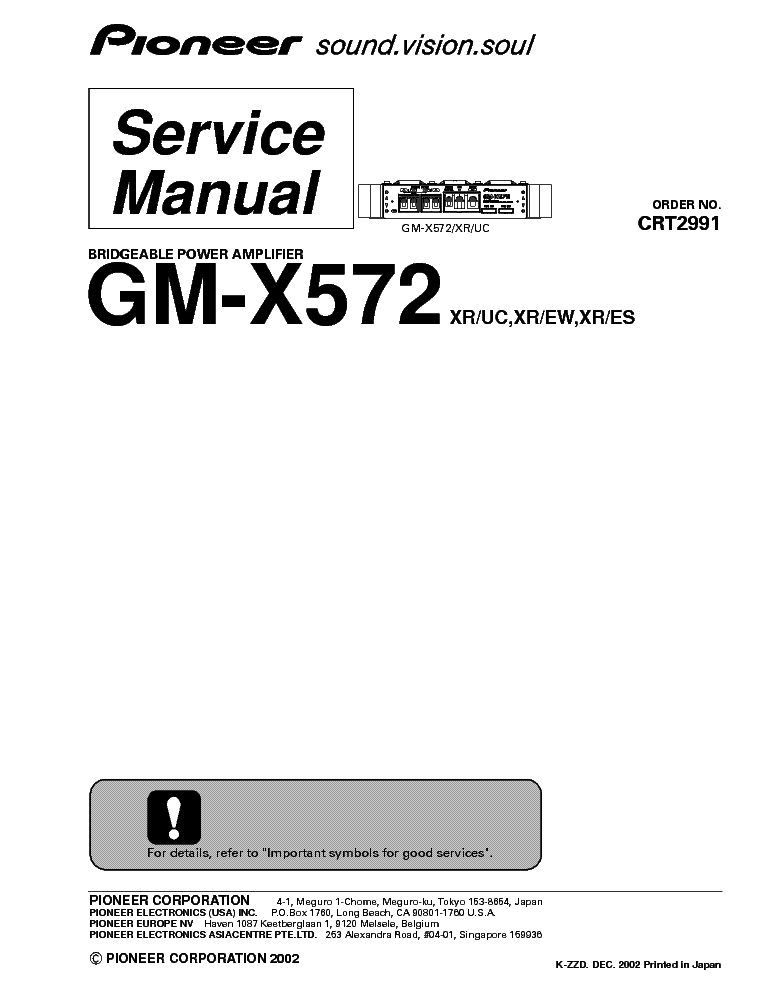 PIONEER GM-X572 service manual (1st page)