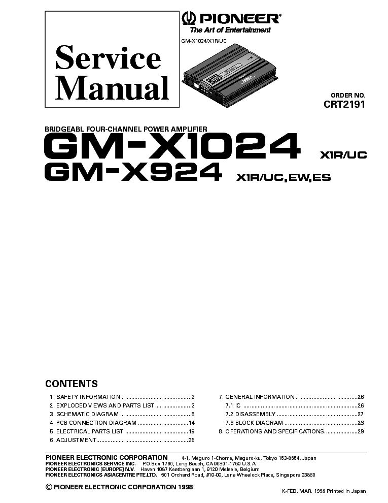 PIONEER GM-X924 X1024 SM service manual (1st page)