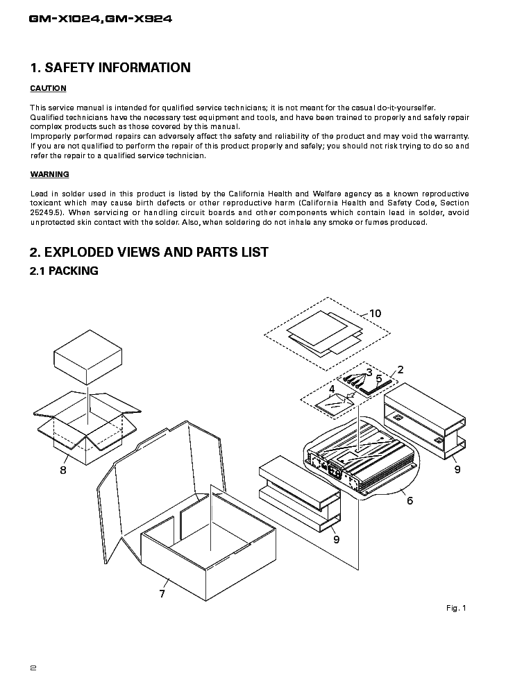 PIONEER GM-X924 X1024 SM service manual (2nd page)