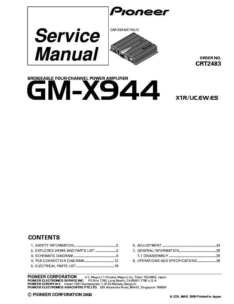 PIONEER GM-X944 SM service manual (1st page)