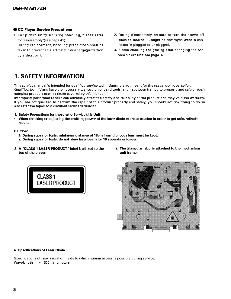 PIONEER HONDA DEH-M7317-CRT2753 service manual (2nd page)