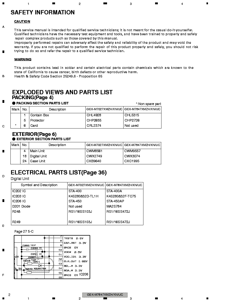 PIONEER HONDA GEX-M7647-CRT3350- service manual (2nd page)