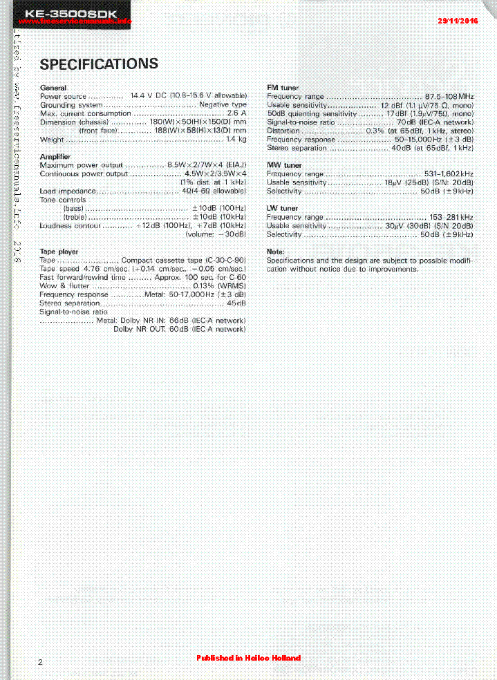 PIONEER KE-3500SDK KE-3500B KE-3501B SM service manual (2nd page)