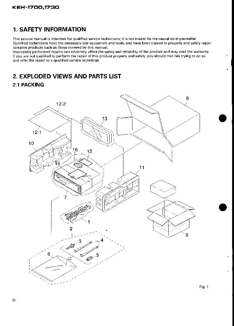 PIONEER KEH-1700,1730 service manual (2nd page)