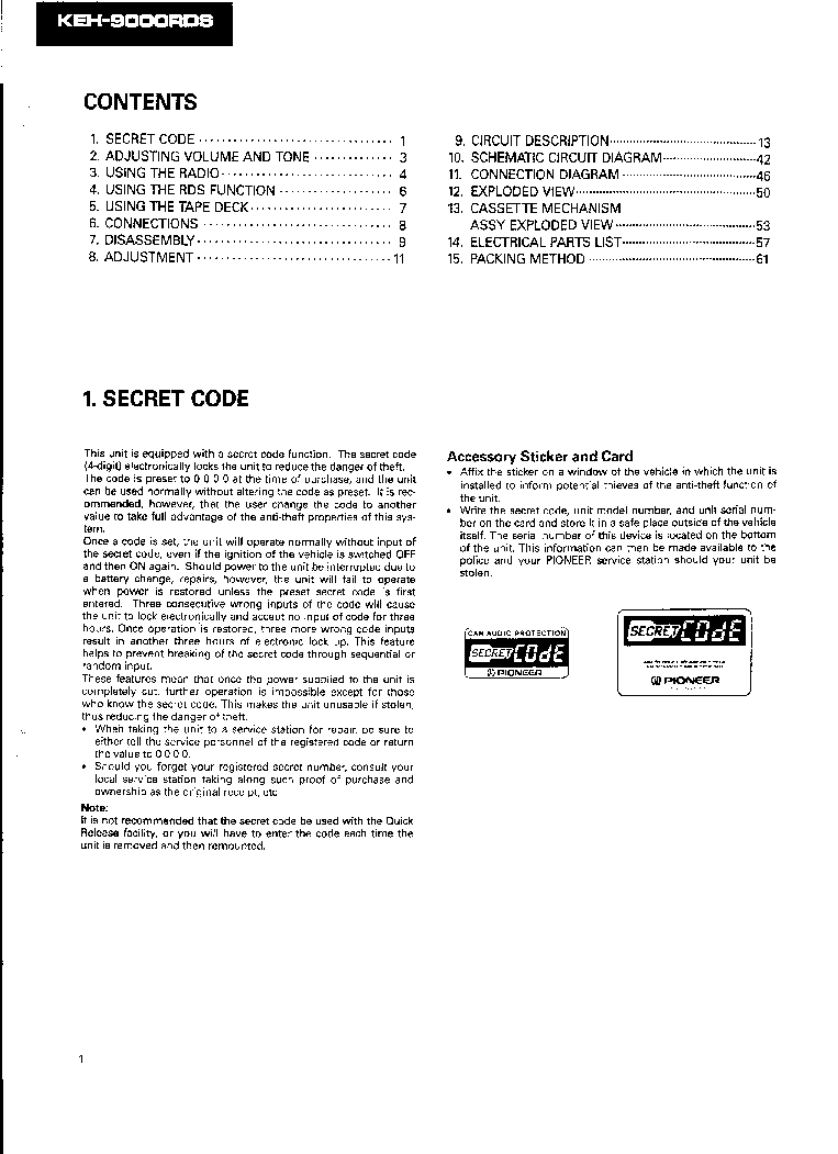 PIONEER KEH-9000RDS SERVICE MANUAL service manual (2nd page)