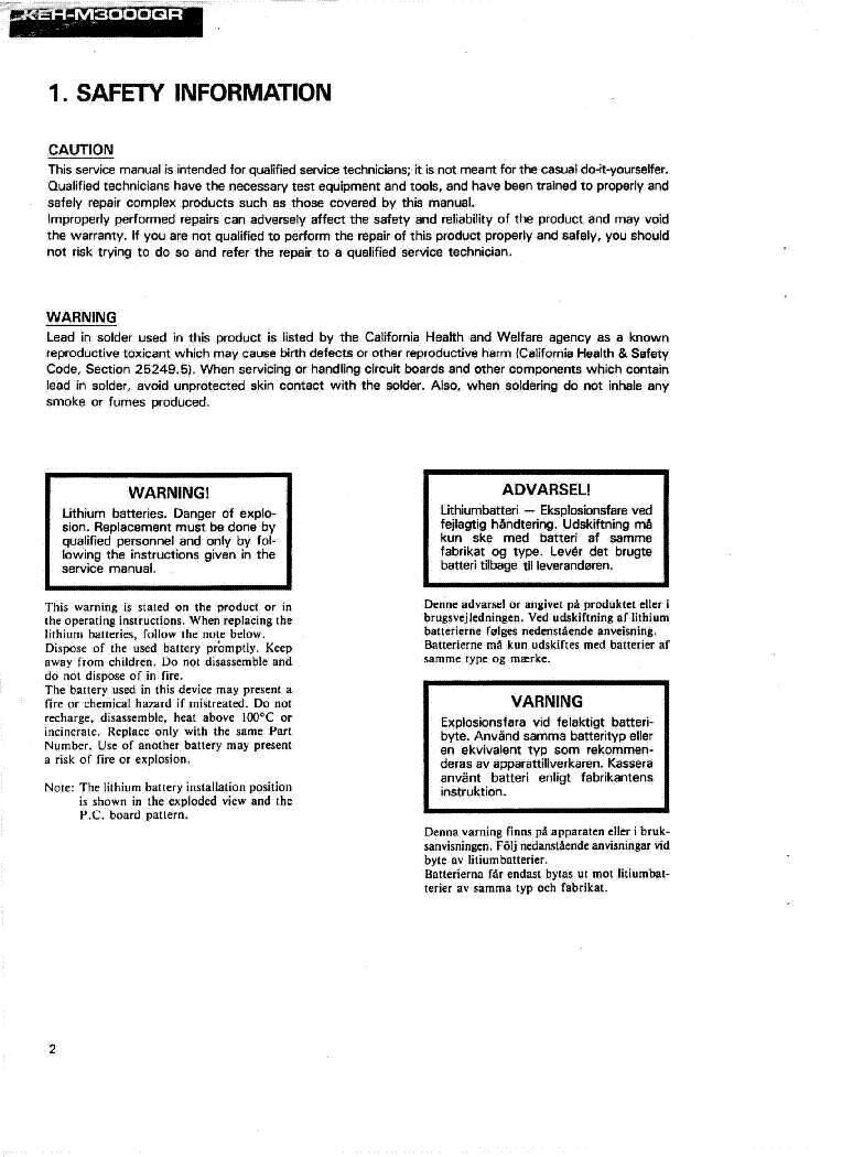 PIONEER KEH-M30000 KEH-M3002 SM service manual (2nd page)