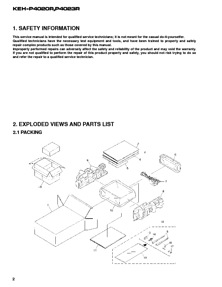 PIONEER KEH-P4020R,KEH-P4023R service manual (2nd page)