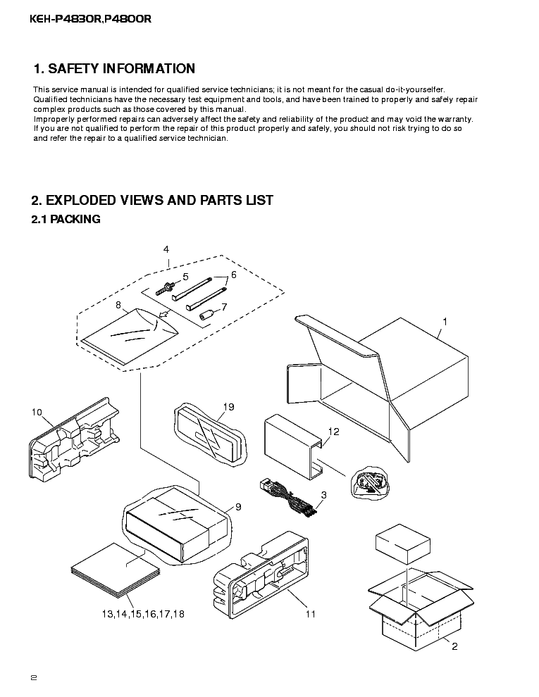 PIONEER KEH-P4830R,P4800R service manual (2nd page)