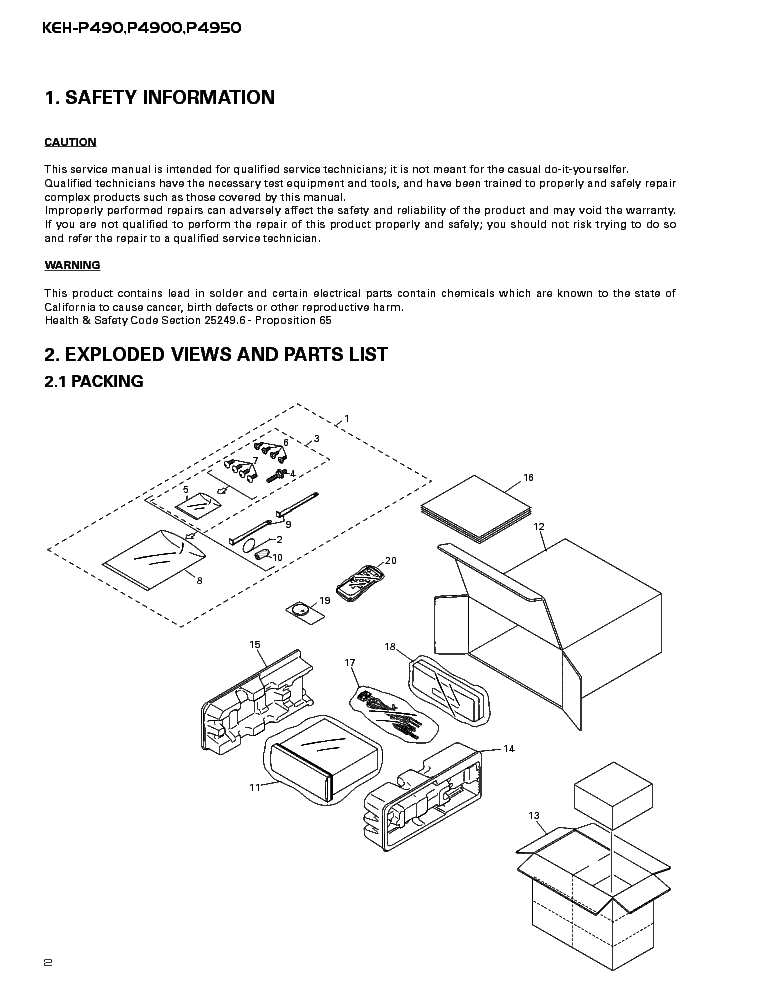 PIONEER KEH-P490 service manual (2nd page)