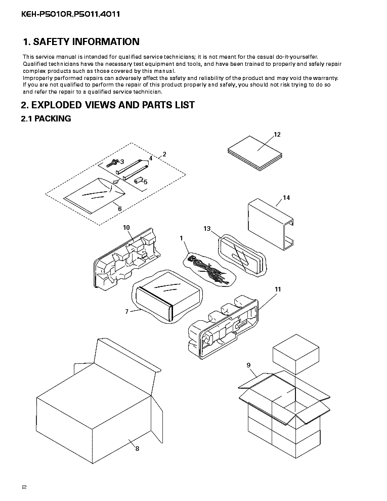 PIONEER KEH-P5010R,P5011,4011 service manual (2nd page)