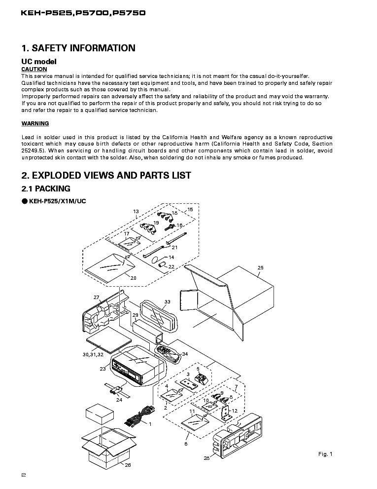 PIONEER KEH-P525-5700-5750 service manual (2nd page)
