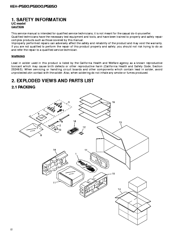 PIONEER KEH-P580,5800,5850 service manual (2nd page)