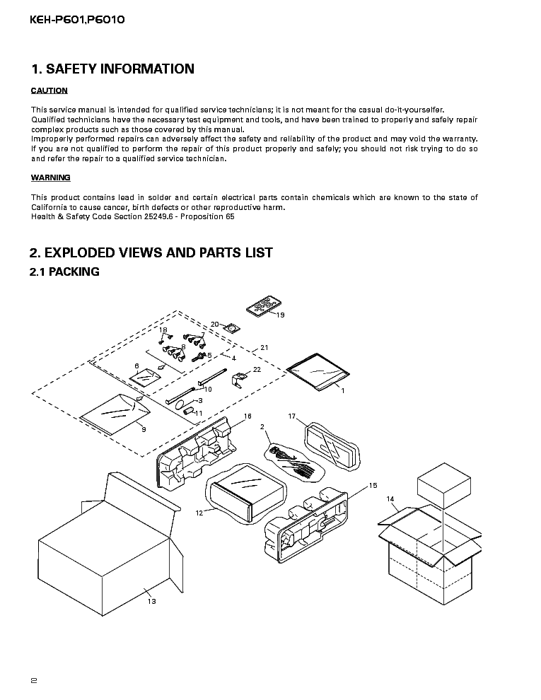 PIONEER KEH-P601,P6010 service manual (2nd page)