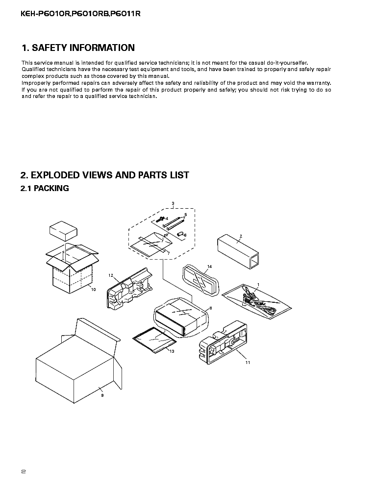 PIONEER KEH-P6010R,P6011 service manual (2nd page)