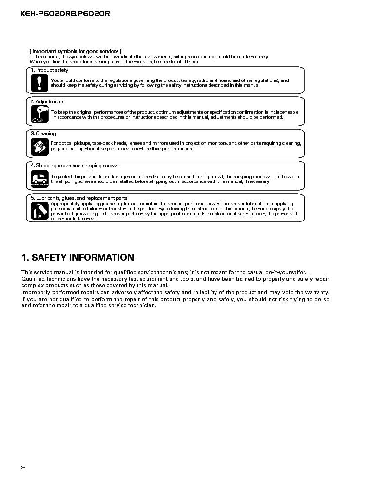 PIONEER KEH-P6020 service manual (2nd page)