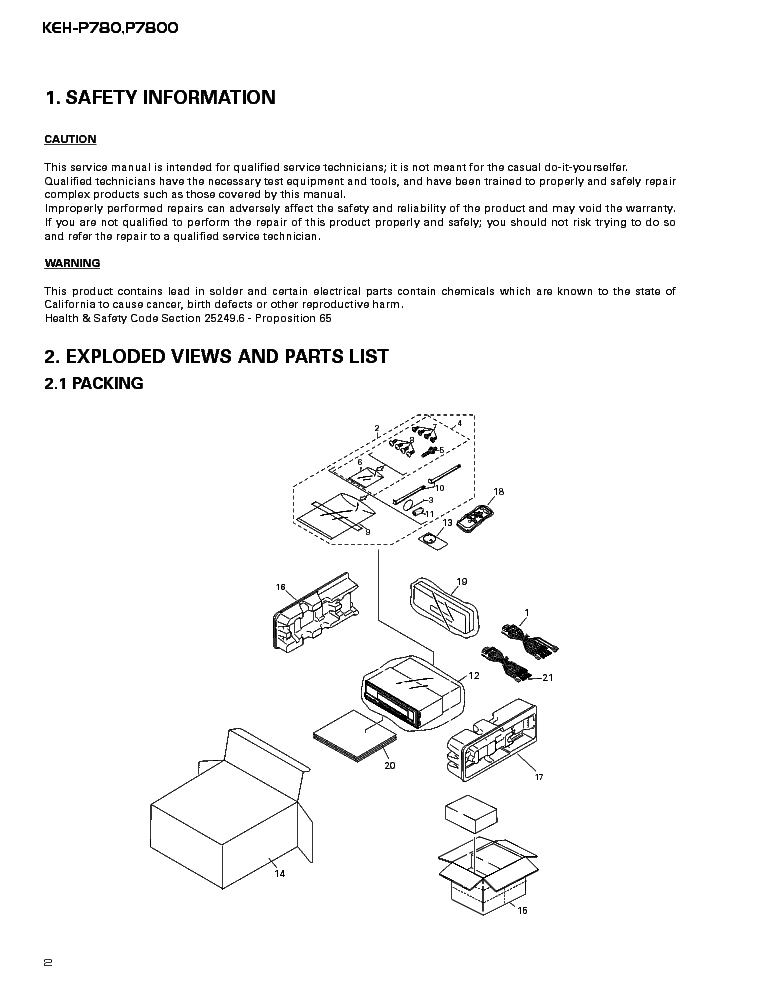 PIONEER KEH-P780 7800 CRT2306 service manual (2nd page)