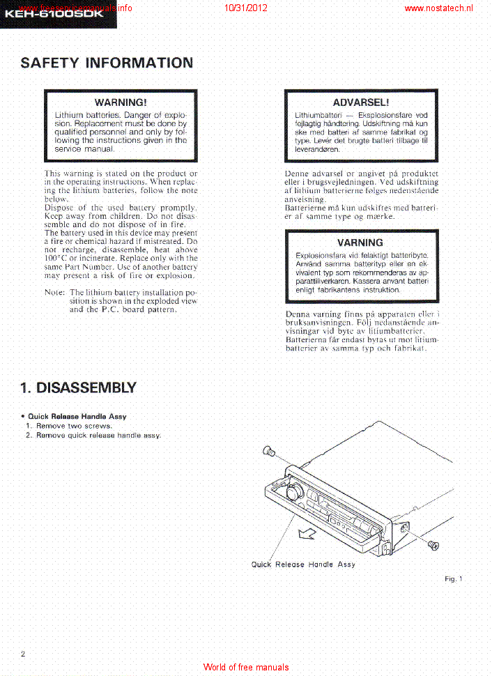 PIONEER KEH 6100SDK service manual (2nd page)