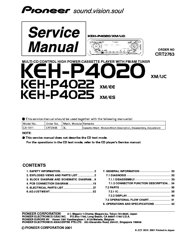 PIONEER KEHP4020,KEH4022KEH,KEHP4025-2763 service manual (1st page)