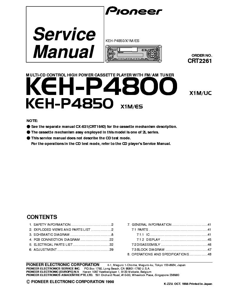 PIONEER KEHP4850 service manual (1st page)