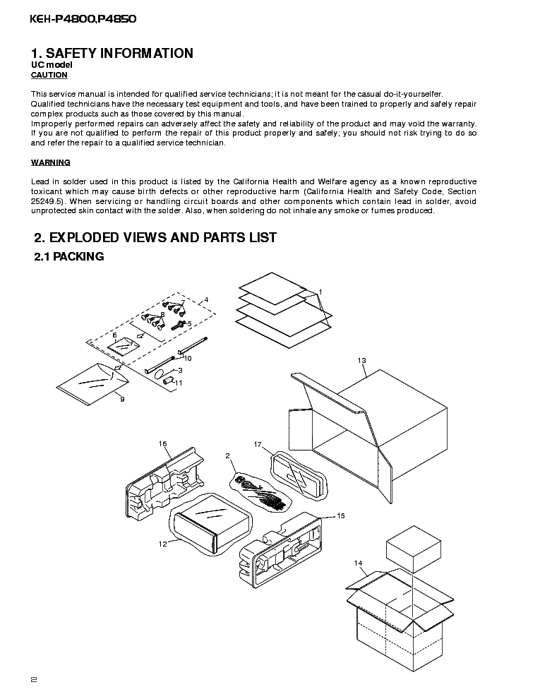 PIONEER KEHP4850 service manual (2nd page)