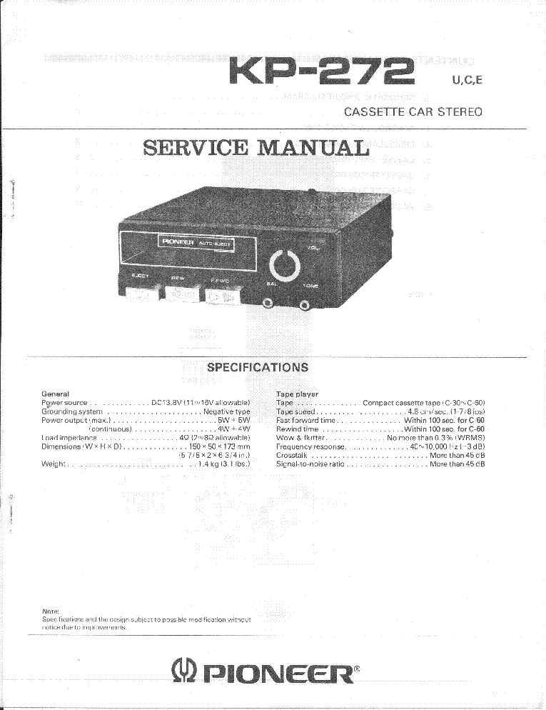 PIONEER KP-272 service manual (1st page)