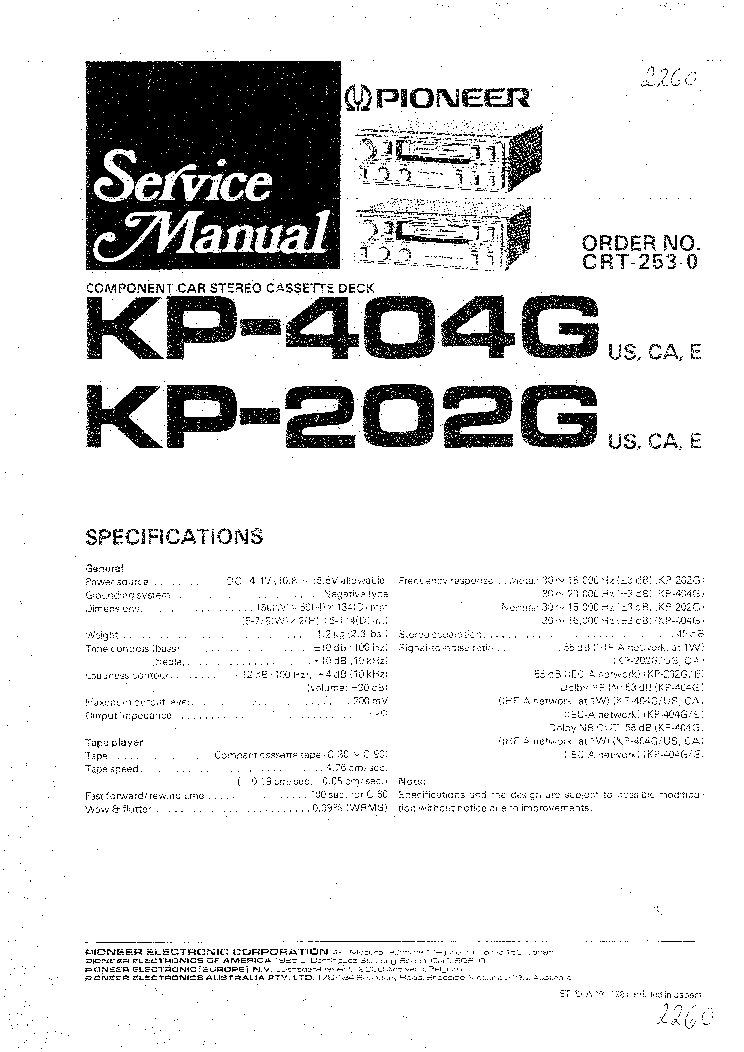 PIONEER KP-404G KP-202G SM service manual (1st page)